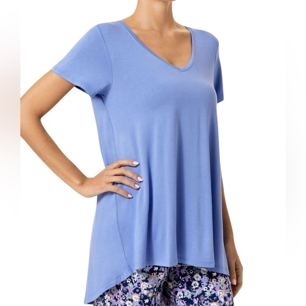 HUE The Perfect Pajama Short-Sleeve Tee Persian Jewel Blue Small New